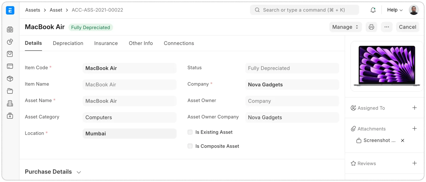 Asset Register